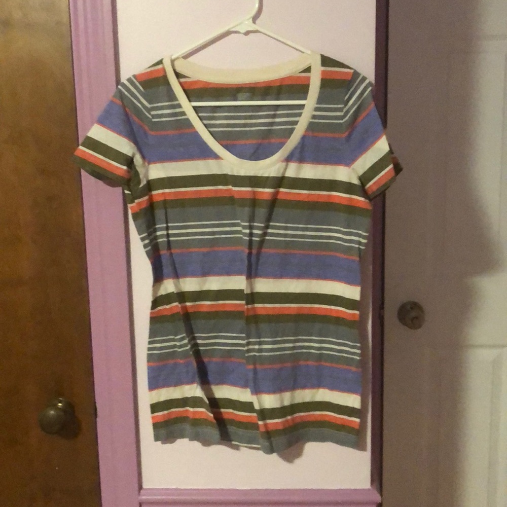 multi colored striped shirt